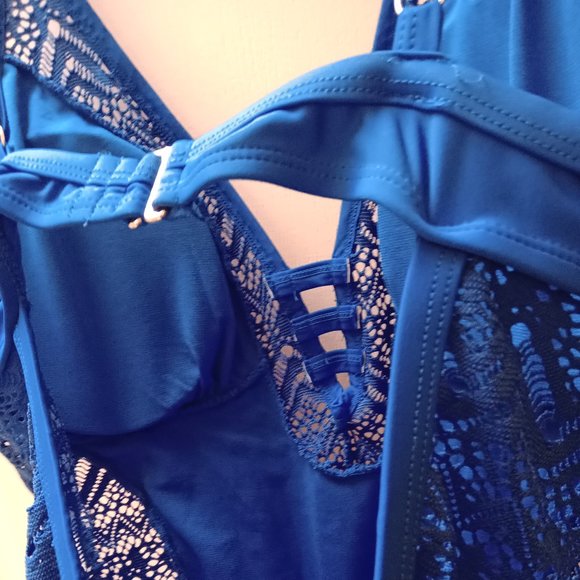 BRAND NEW Bathing Suit - Electric Blue Mesh - Picture 5 of 11